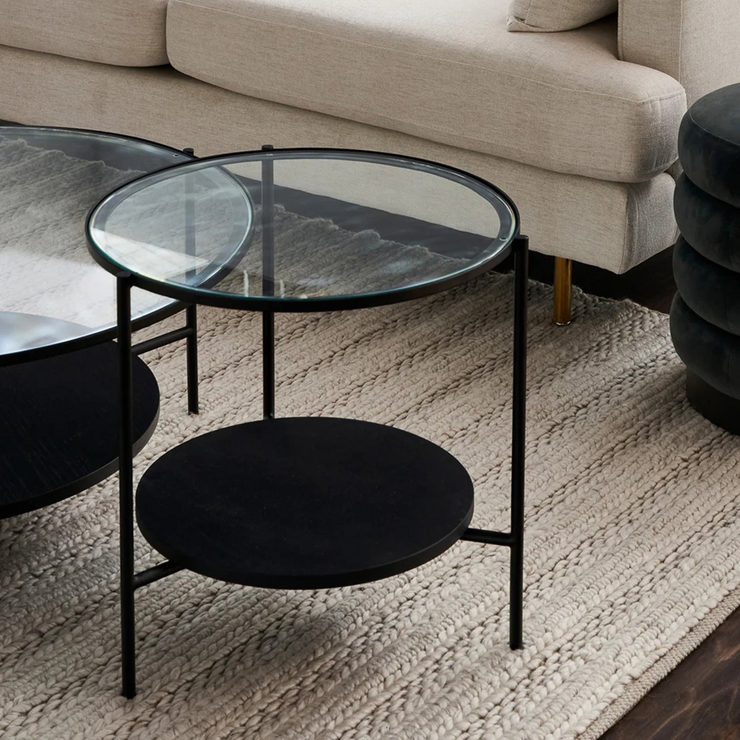 Chester Round Glass Side Table - Black Side Table M+Co Living