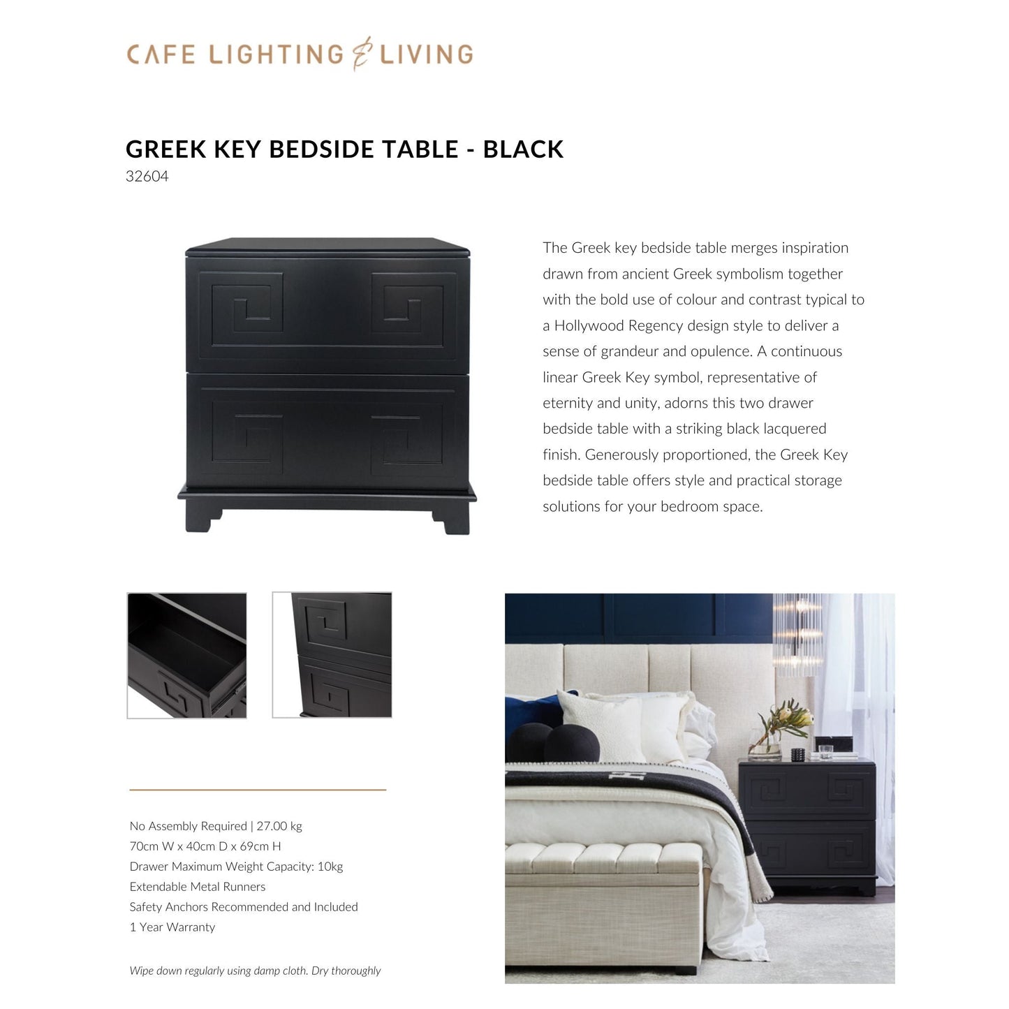 Chiswick Rattan Wrapped Bedside Table Bedside Table Cafe Lighting & Living