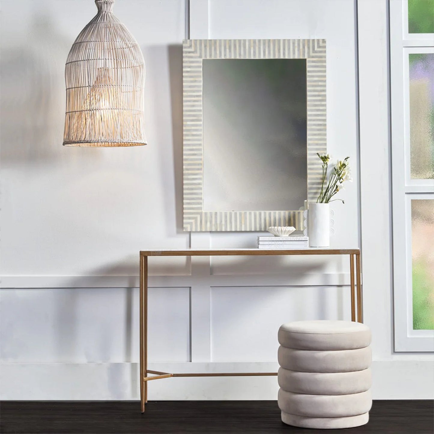 Chloe Slim Large Stone Console Table - Antique Gold Console Table Cafe Lighting & Living