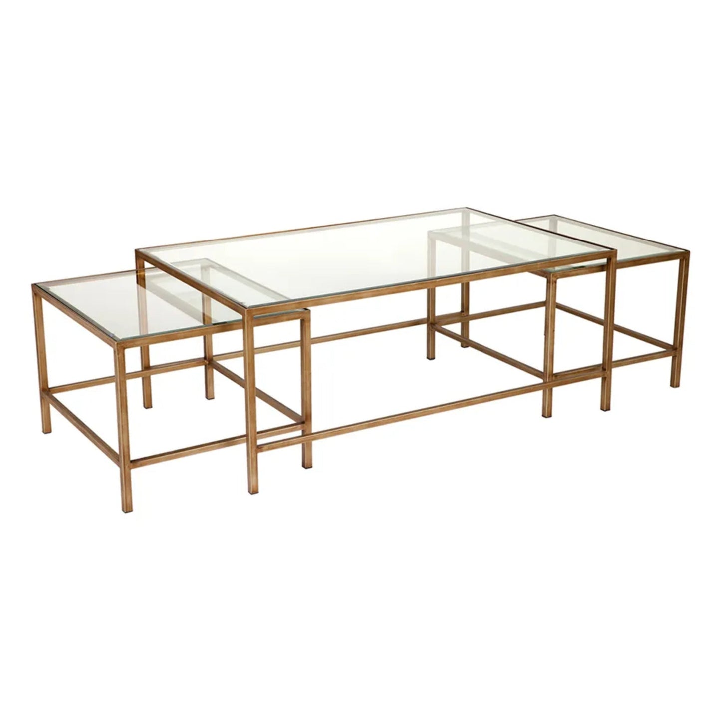 Cocktail Glass Nesting Coffee Table - Antique Gold Coffee Table Cafe Lighting & Living Clear