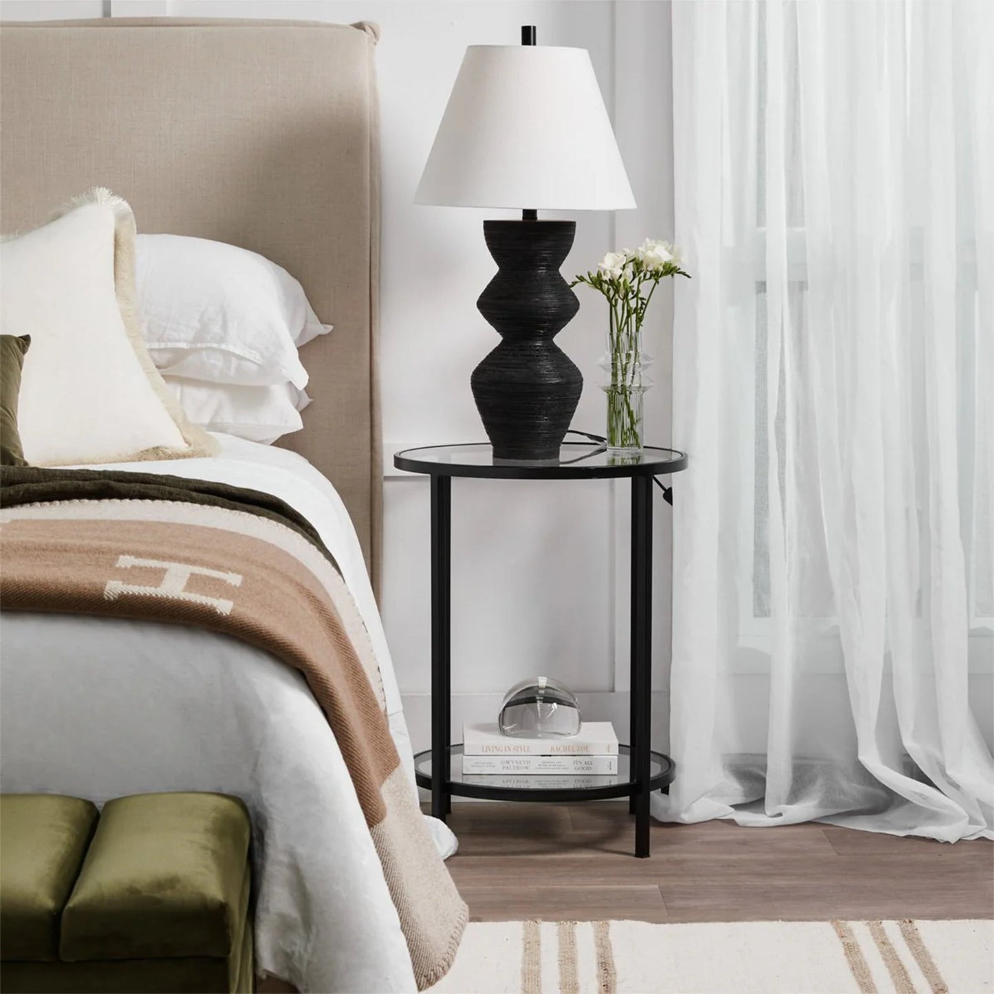 Cocktail Glass Round Side Table - Black Side Table Cafe Lighting & Living