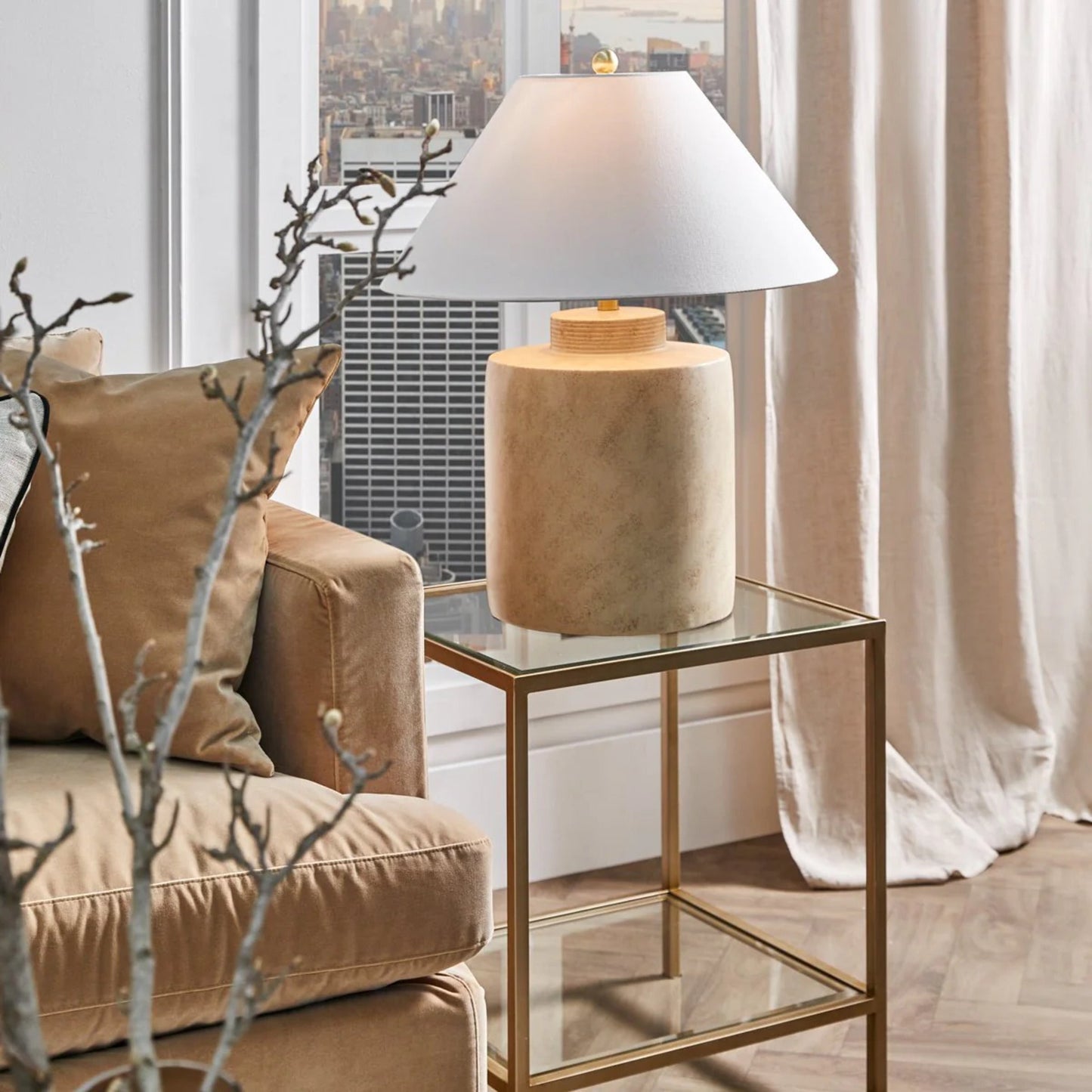 Cocktail Glass Square Side Table - Antique Gold Side Table Cafe Lighting & Living