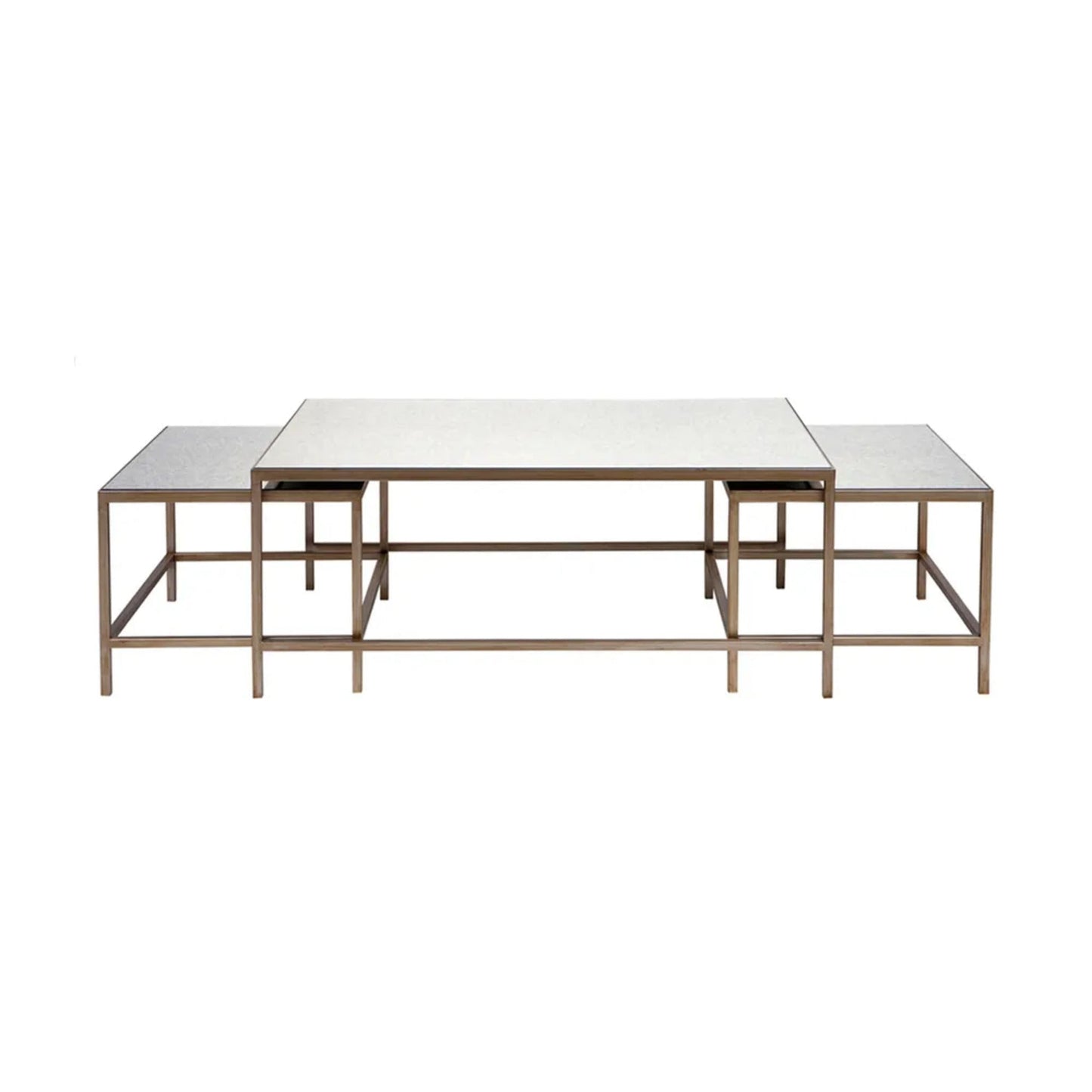 Cocktail Mirrored Nesting Coffee Tables - Antique Gold Coffee Table Cafe Lighting & Living