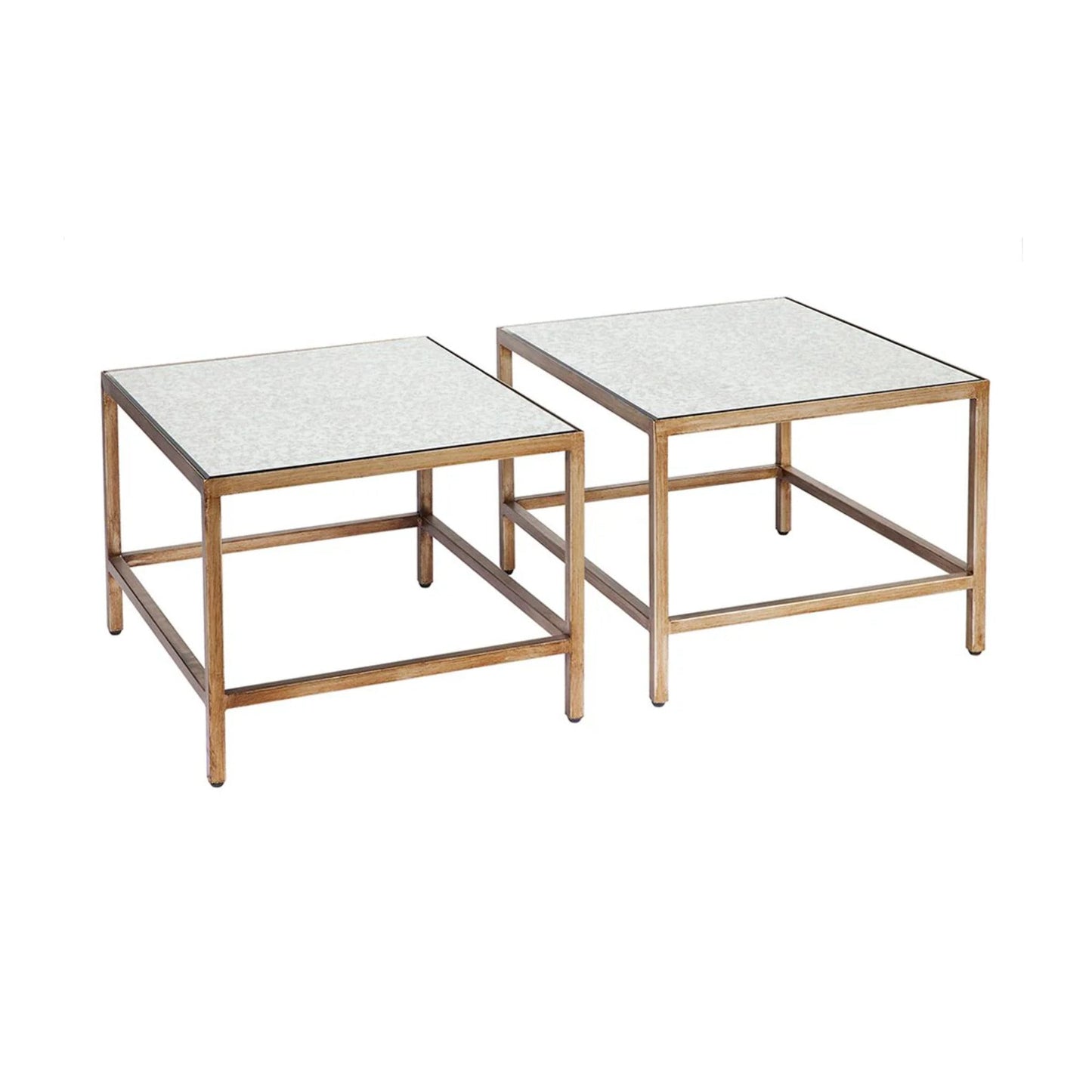 Cocktail Mirrored Nesting Coffee Tables - Antique Gold Coffee Table Cafe Lighting & Living