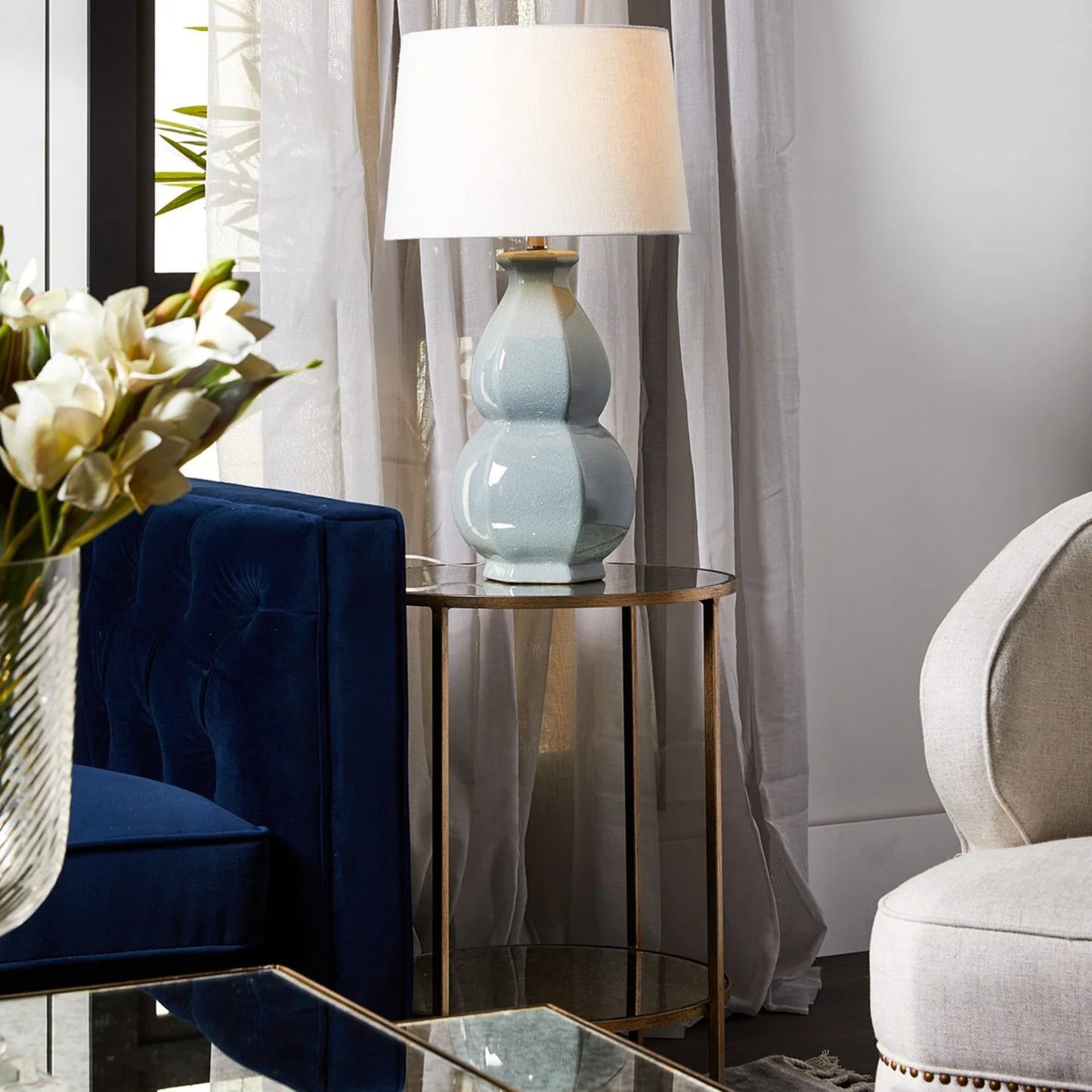 Cocktail Mirrored Side Table - Antique Gold Side Table Cafe Lighting & Living
