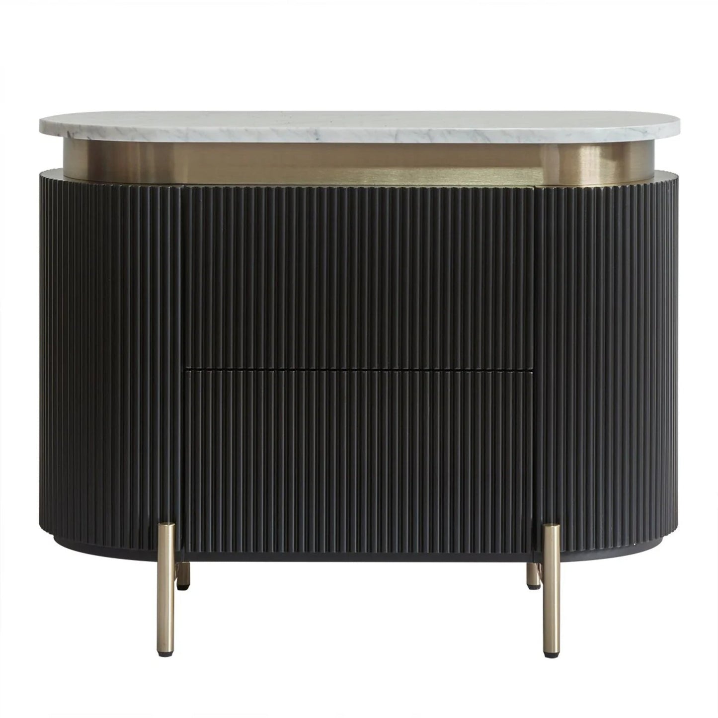 Demarco Marble Top Bedside Table - Antique Gold Bedside Table Cafe Lighting & Living Black