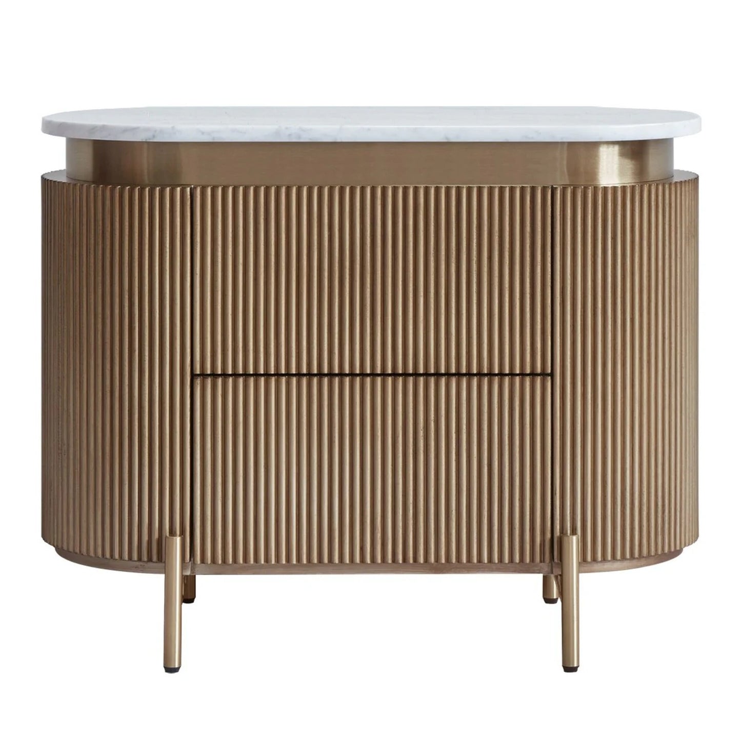Demarco Marble Top Bedside Table - Antique Gold Bedside Table Cafe Lighting & Living Retro Antique Gold