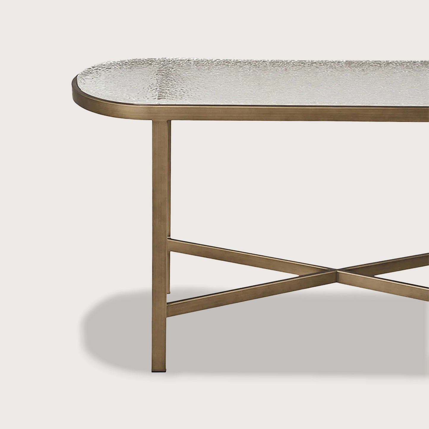 Elise Textured Metal Console Table - Brass Console Table Raffine