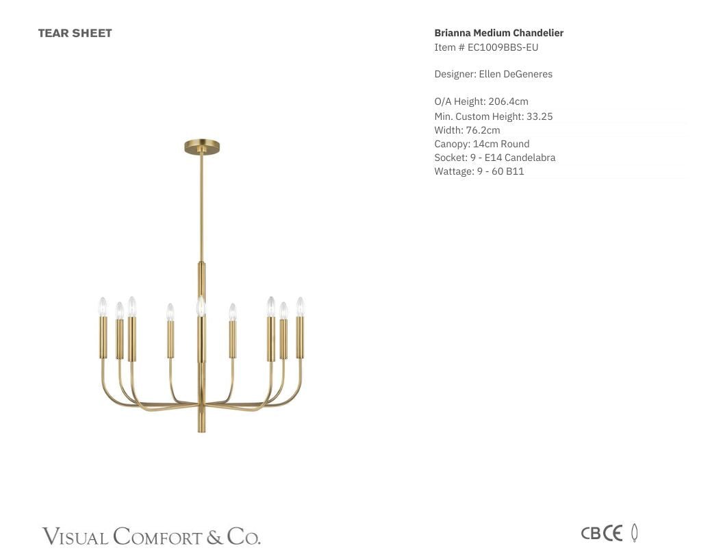 Ellen DeGeneres Brianna Medium 9 Light Brass Chandelier Pendant Light Bloomingdales Lighting