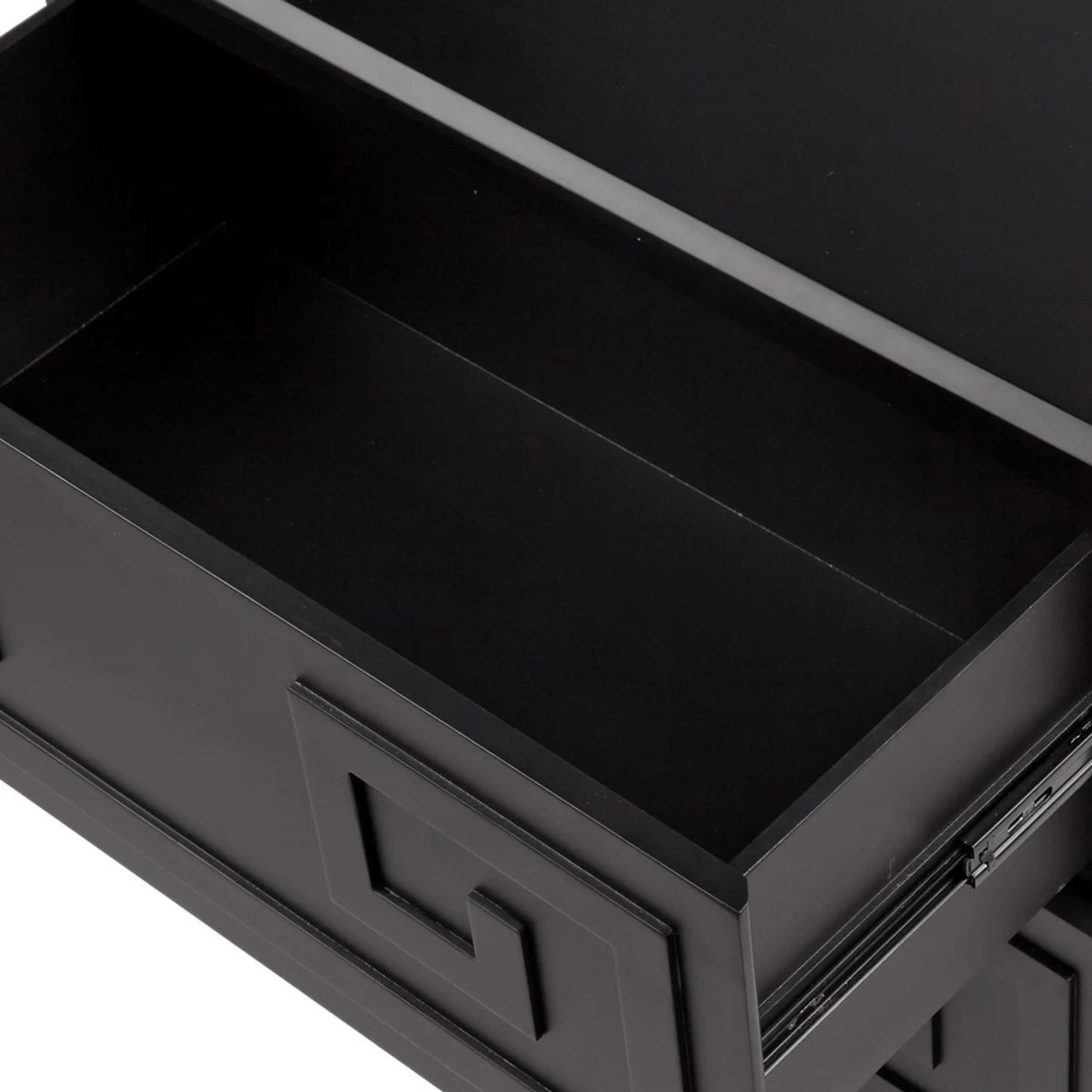 Greek Key Two Drawer Bedside Table - Black Bedside Table Cafe Lighting & Living