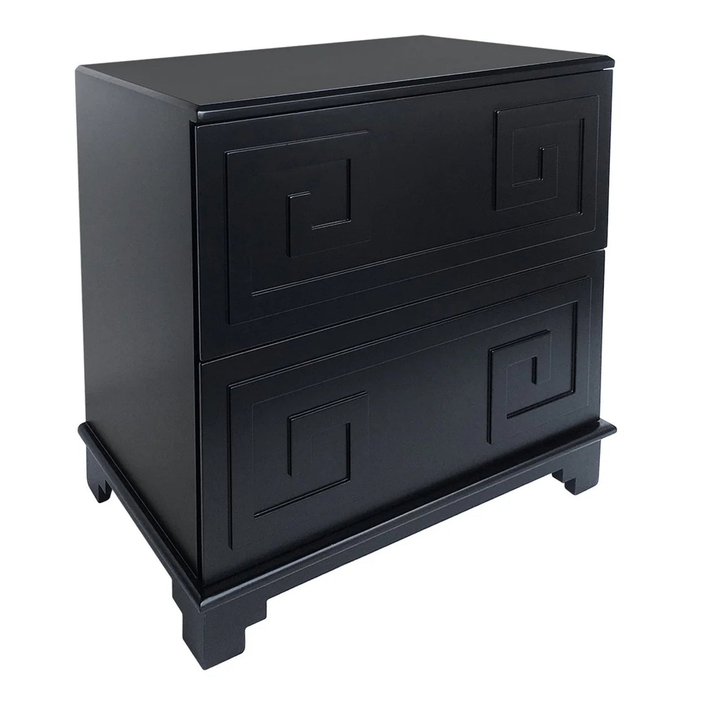 Greek Key Two Drawer Bedside Table - Black Bedside Table Cafe Lighting & Living