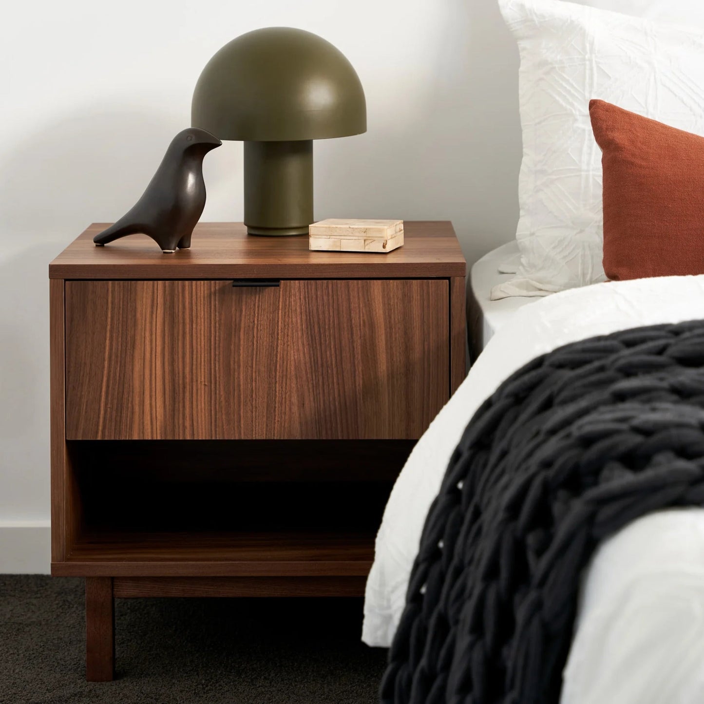 Gus Belmont Storage Bedside Table - Walnut Bedside Table M+Co Living