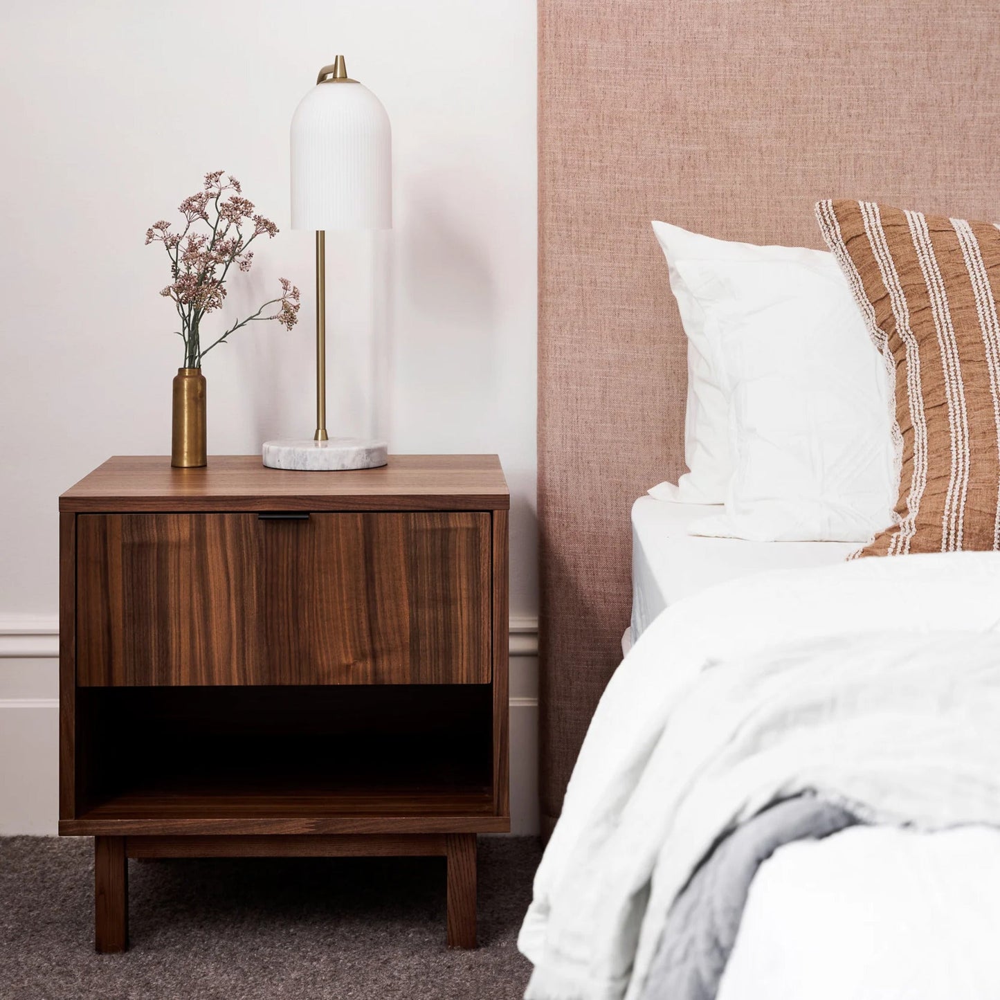 Gus Belmont Storage Bedside Table - Walnut Bedside Table M+Co Living