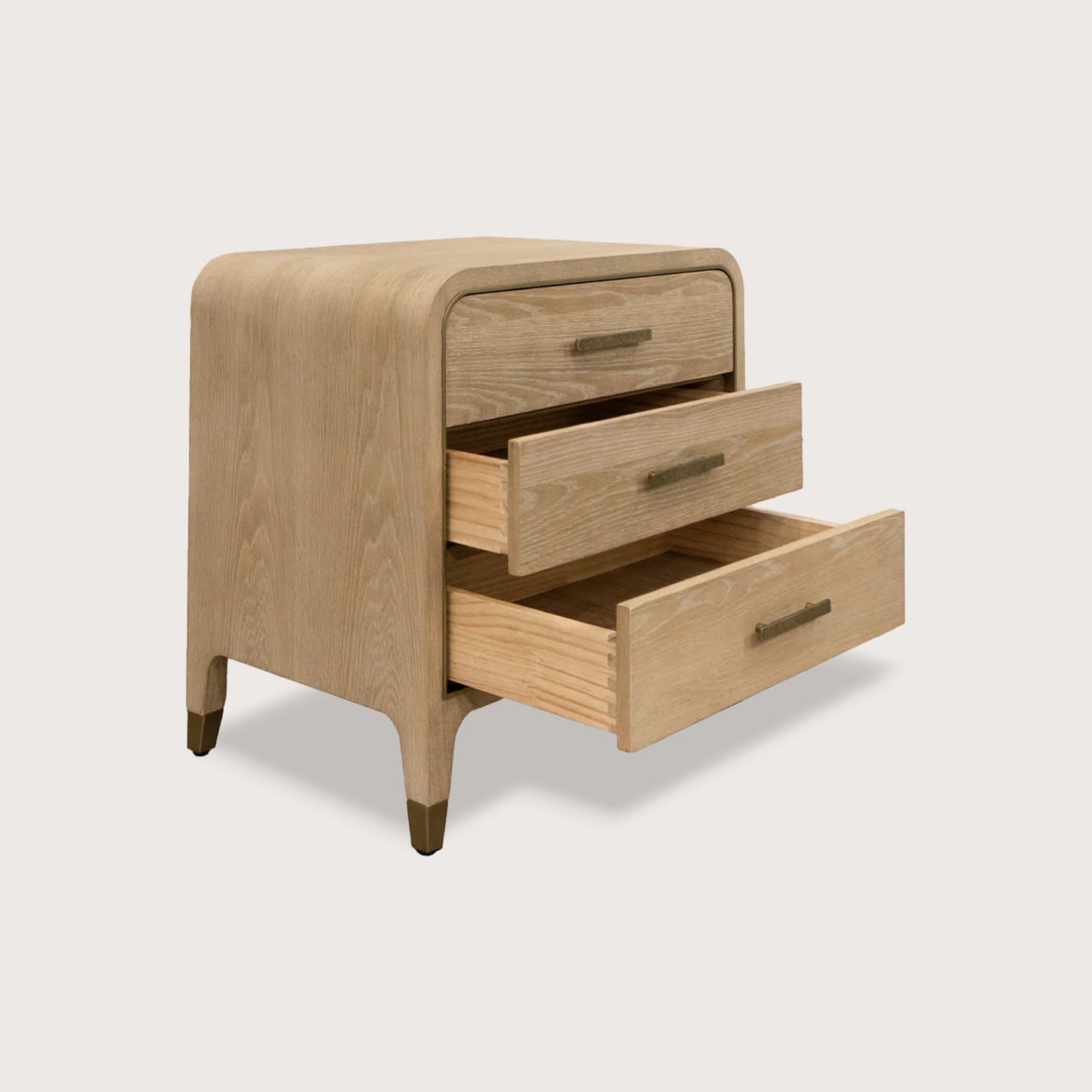 Hannah Curved Timber Bedside Table - Natural Bedside Table Raffine