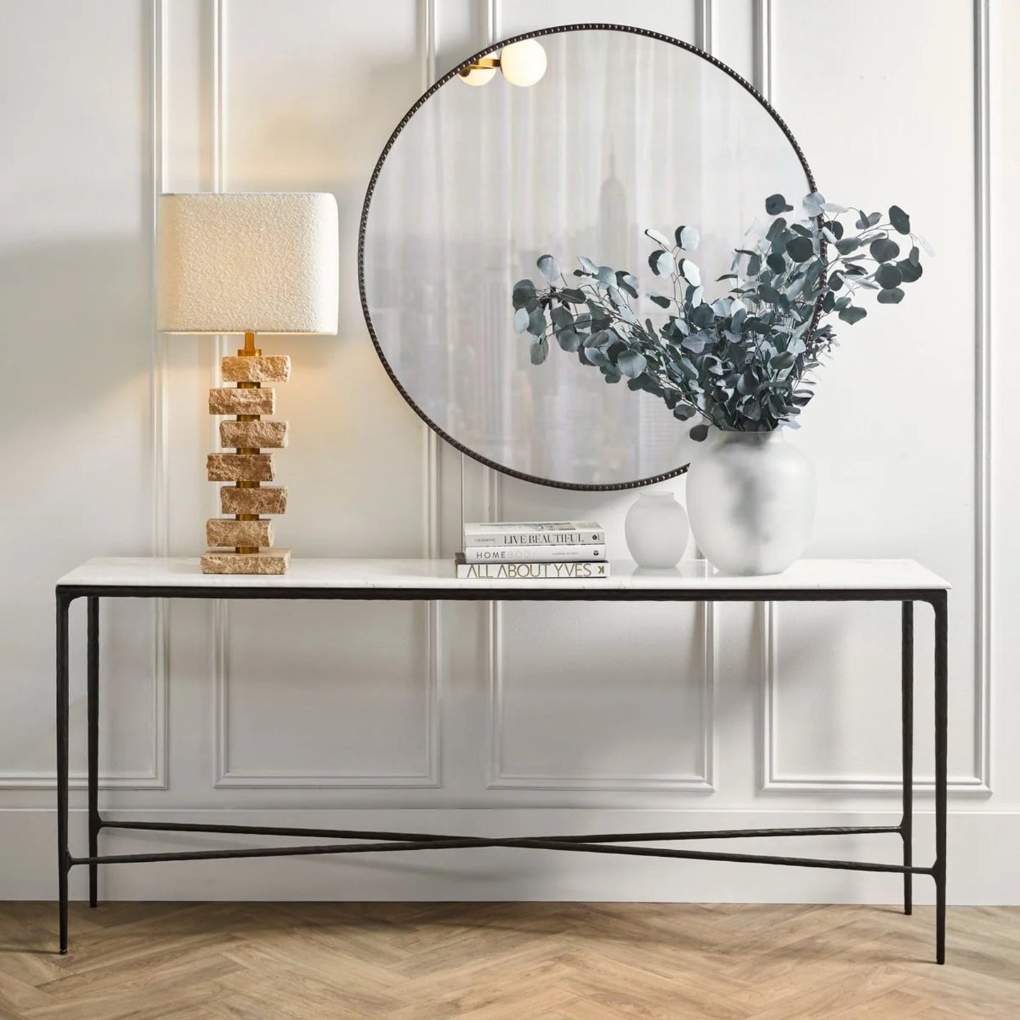 Heston Large Marble Console Table - Black Console Table Cafe Lighting & Living