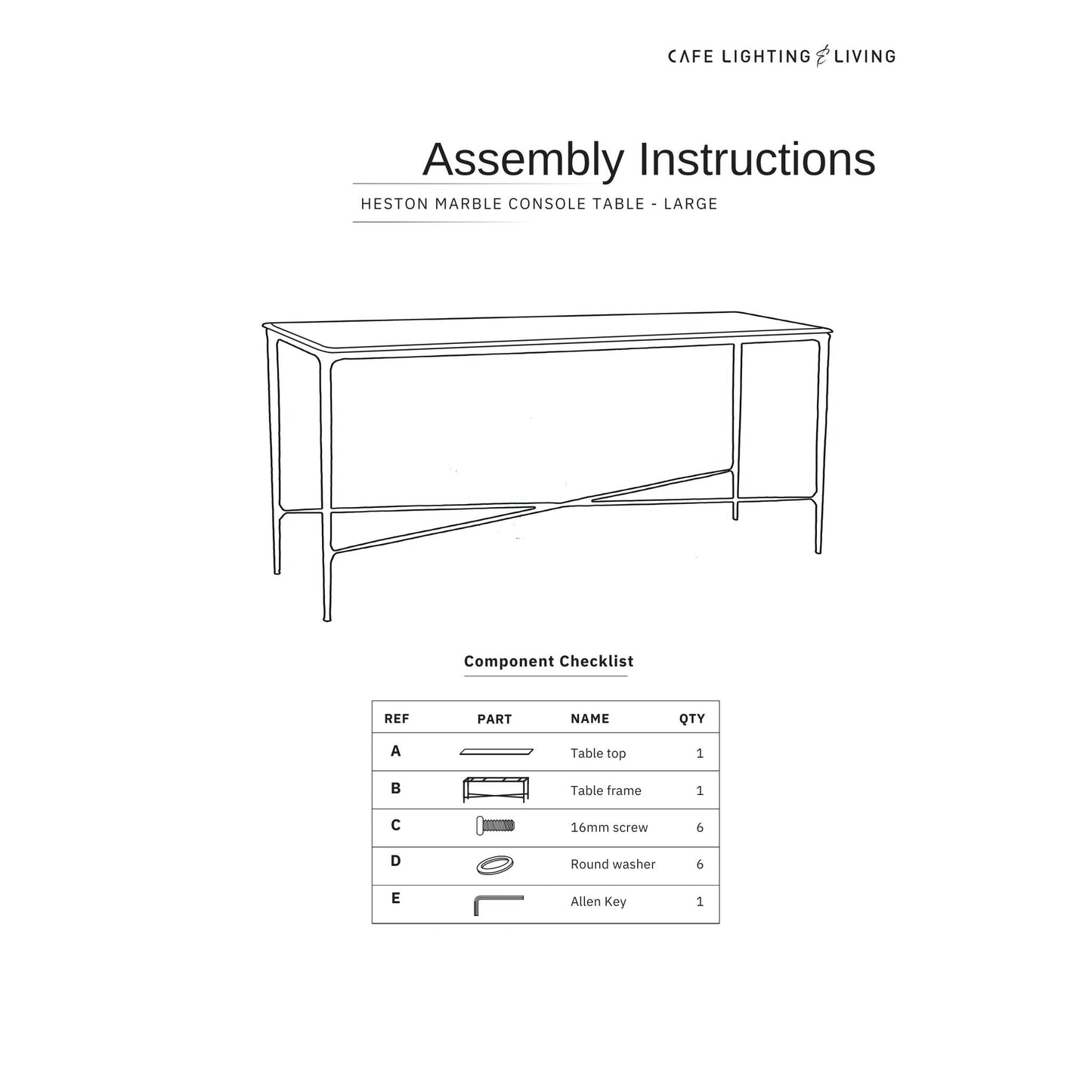 Heston Large Marble Console Table - Black Console Table Cafe Lighting & Living