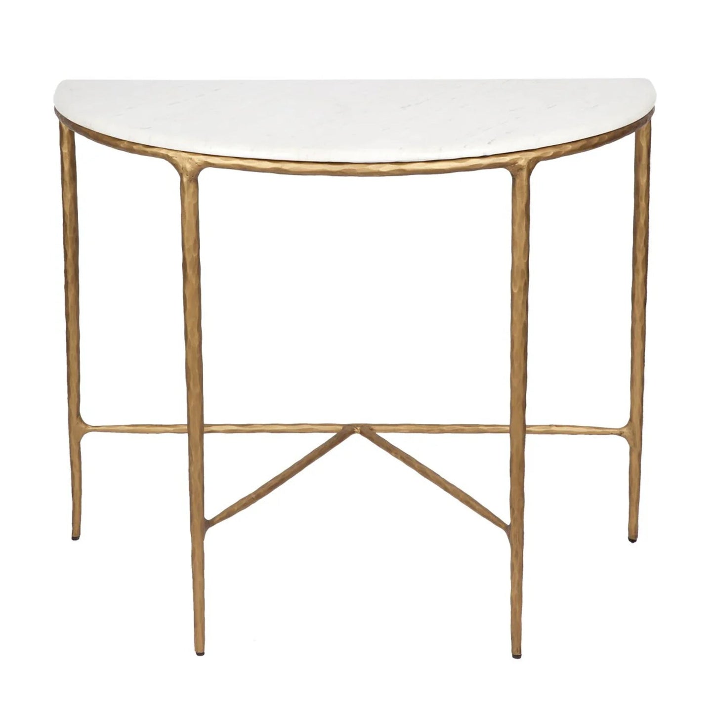 Heston Marble Demilune Console Table - Brass Console Table Cafe Lighting & Living Brass
