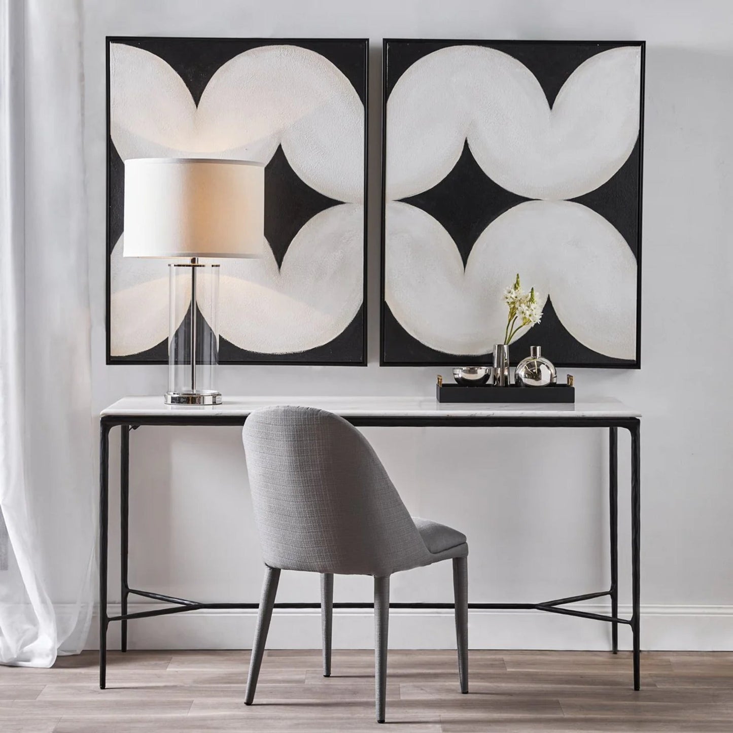 Heston Medium Marble Console Table - Black Console Table Cafe Lighting & Living