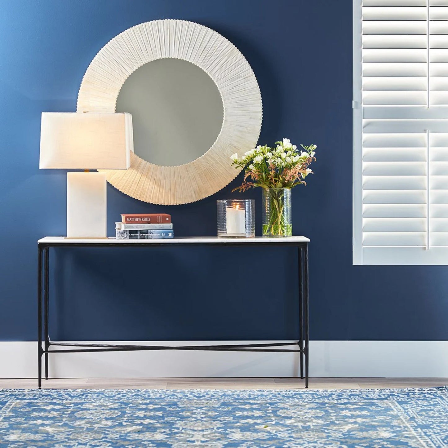 Heston Medium Marble Console Table - Black Console Table Cafe Lighting & Living