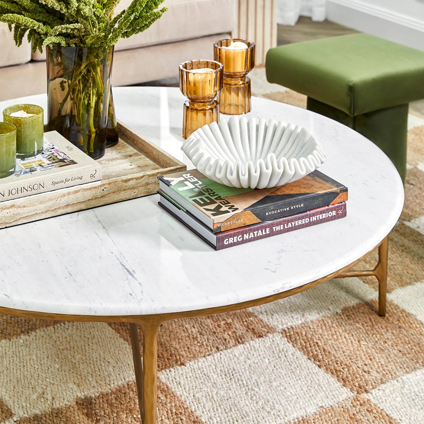 Heston Round Marble Coffee Table - Brass Coffee Table Cafe Lighting & Living