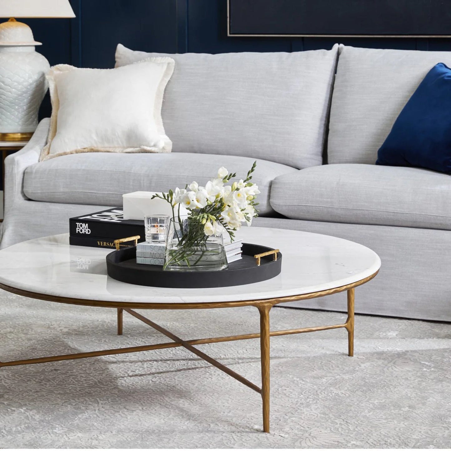 Heston Round Marble Coffee Table - Brass Coffee Table Cafe Lighting & Living