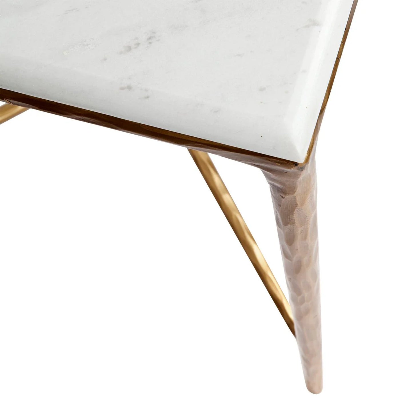 Heston Square Marble Side Table - Brass Side Table Cafe Lighting & Living