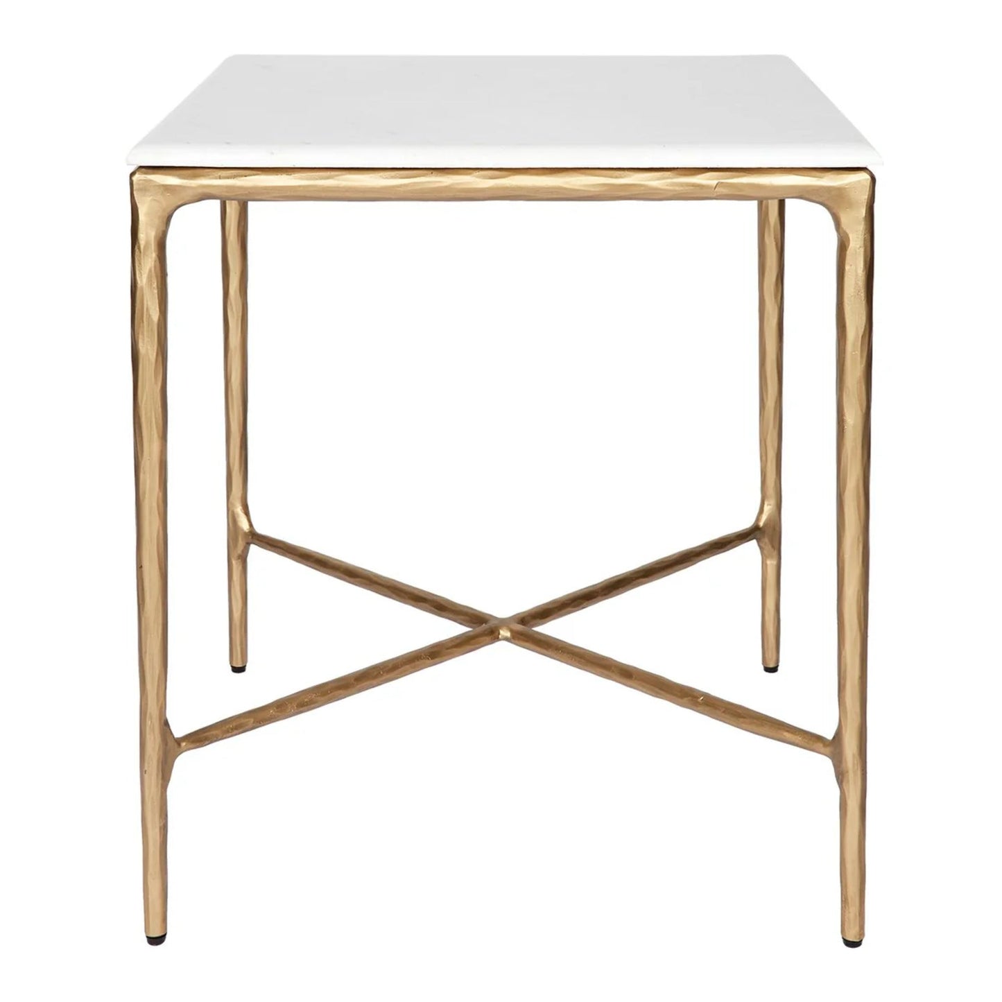 Heston Square Marble Side Table - Brass Side Table Cafe Lighting & Living