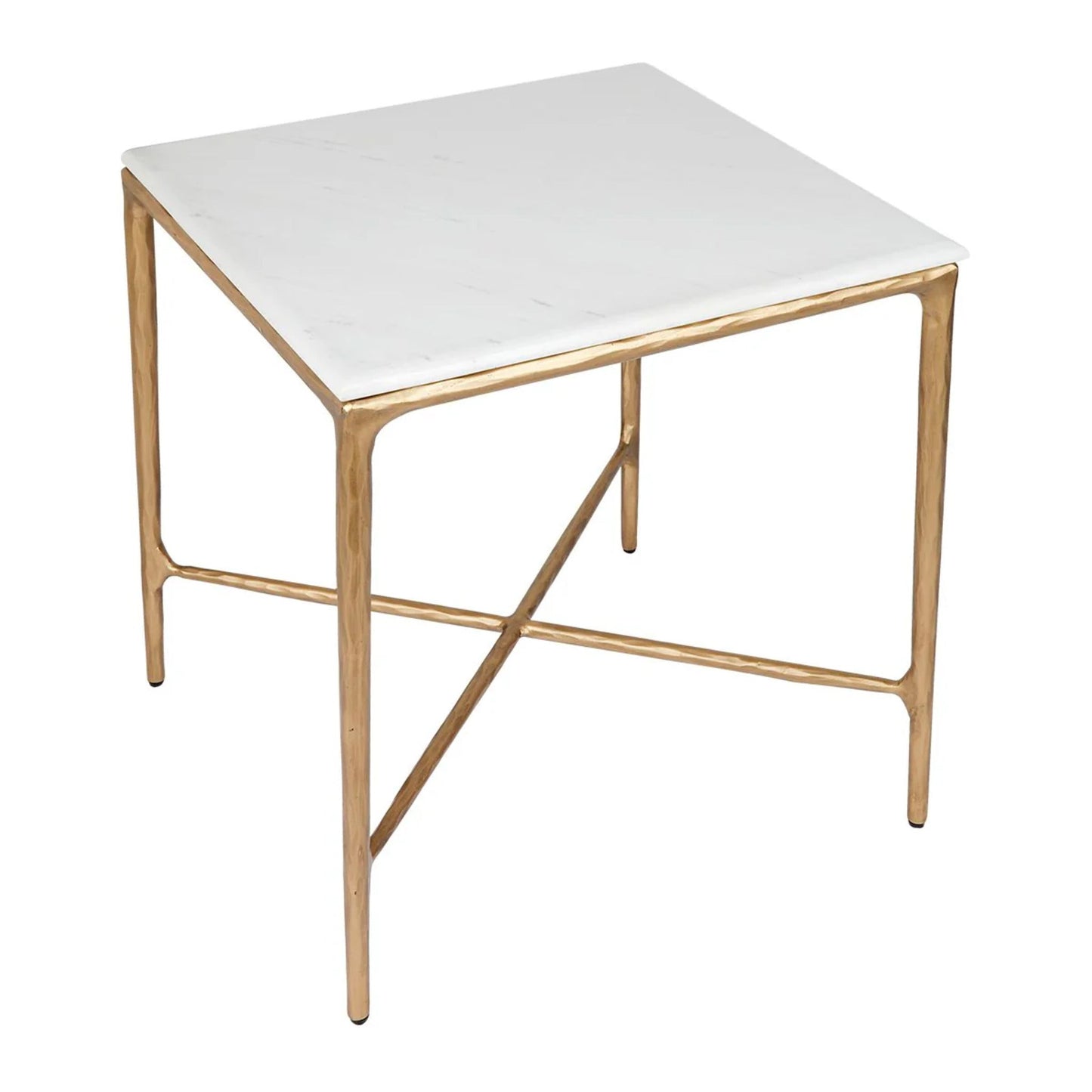 Heston Square Marble Side Table - Brass Side Table Cafe Lighting & Living