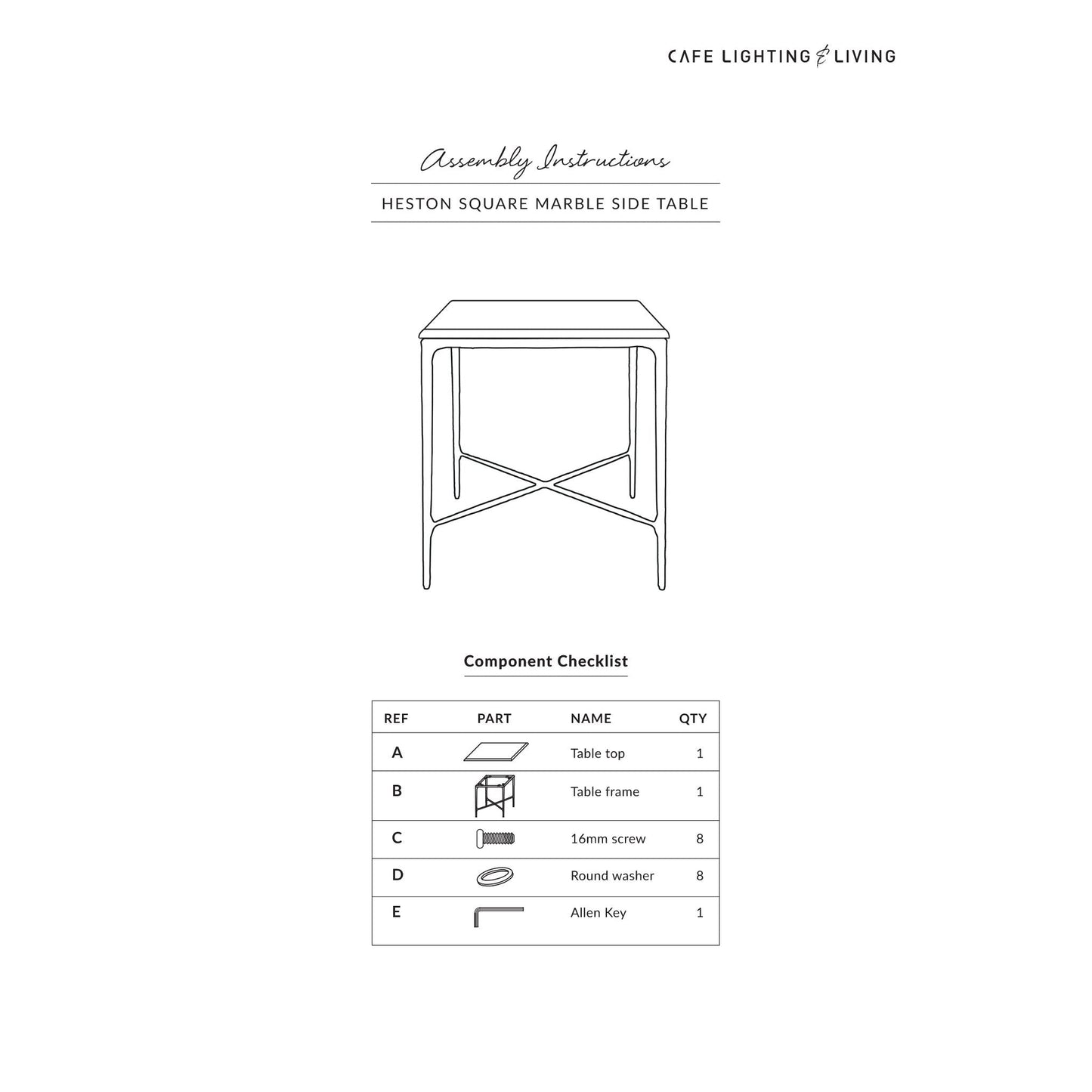 Heston Square Marble Side Table - Brass Side Table Cafe Lighting & Living