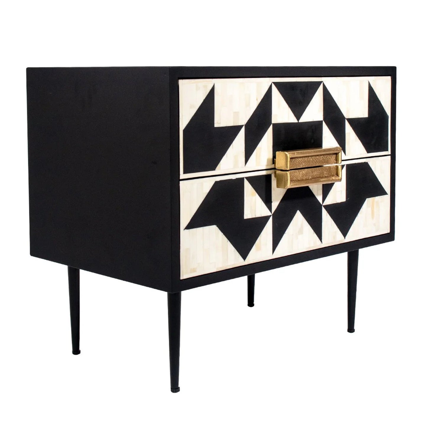 Huxley Bone Inlay Bedside Table - Black Bedside Table Cafe Lighting & Living