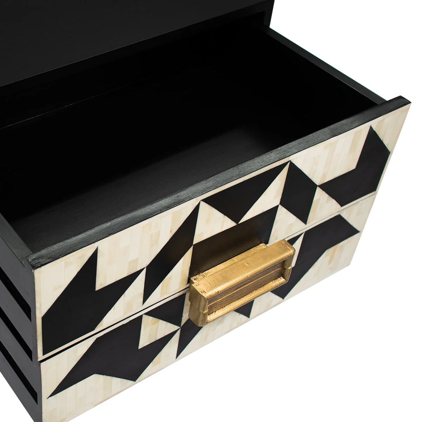 Huxley Bone Inlay Bedside Table - Black Bedside Table Cafe Lighting & Living