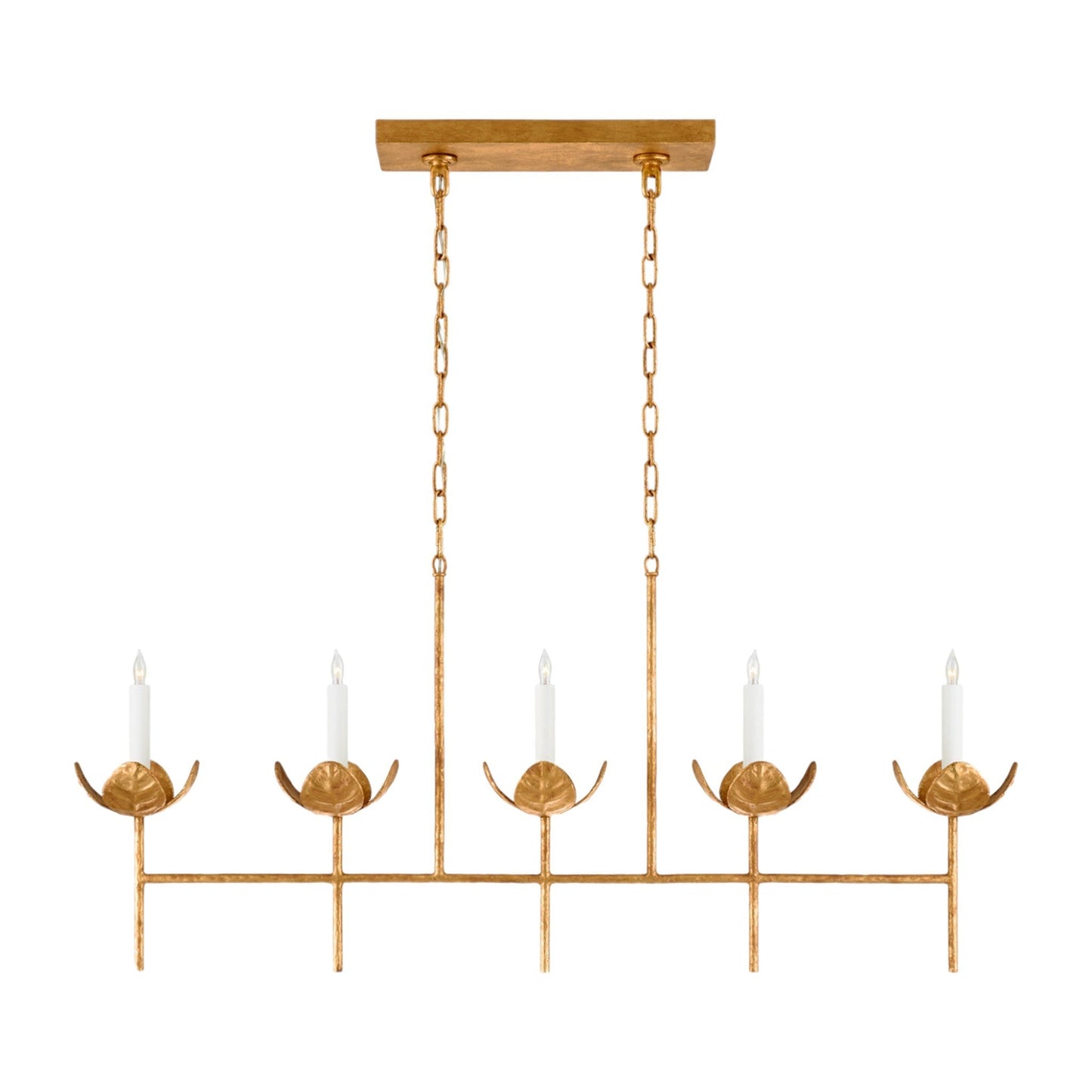 Julie Neill Illana Large Gild Leaf Linear Chandelier Pendant Light Bloomingdales Lighting Gild