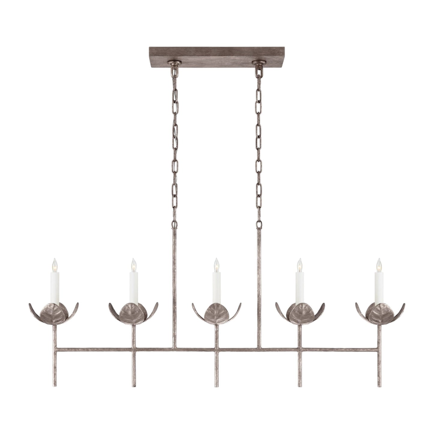 Julie Neill Illana Large Silver Leaf Linear Chandelier - Burnished Silver Pendant Light Bloomingdales Lighting Silver