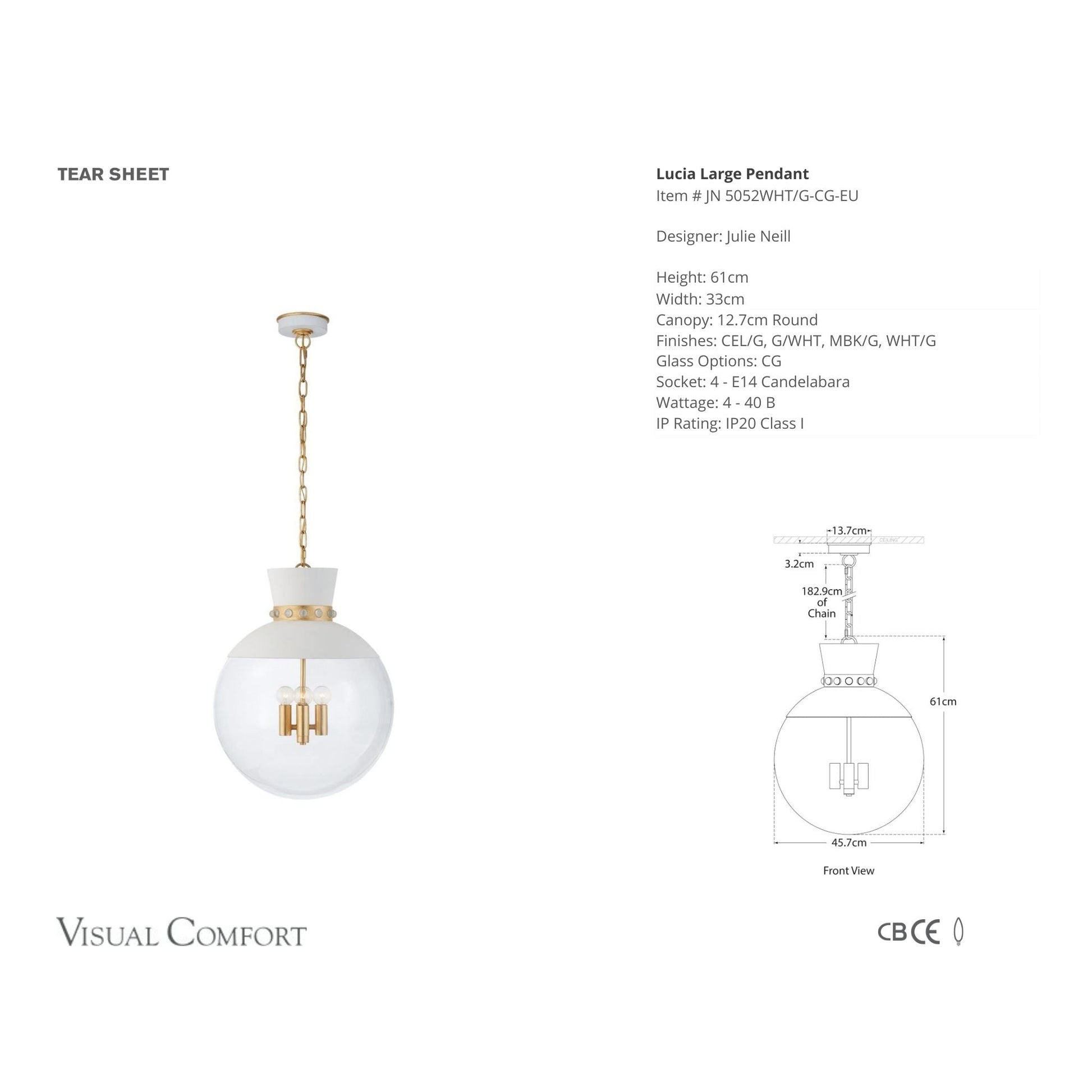 Julie Neill Lucia Large Glass Pendant Light Pendant Light Bloomingdales Lighting