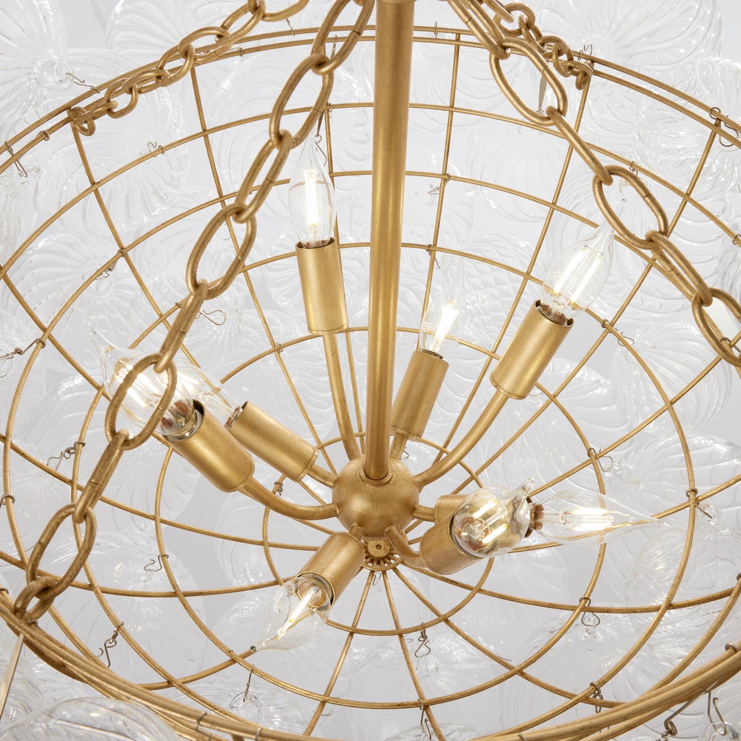 Julie Neill Talia Large Round Glass Chandelier - Gild Pendant Light Bloomingdales Lighting
