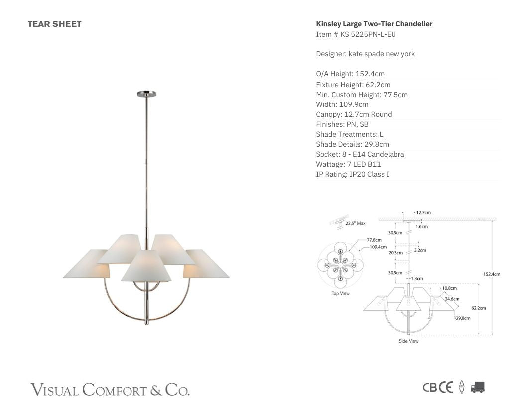Kate Spade Kinsley Polished Nickel Two-Tier Chandelier Pendant Light Bloomingdales Lighting