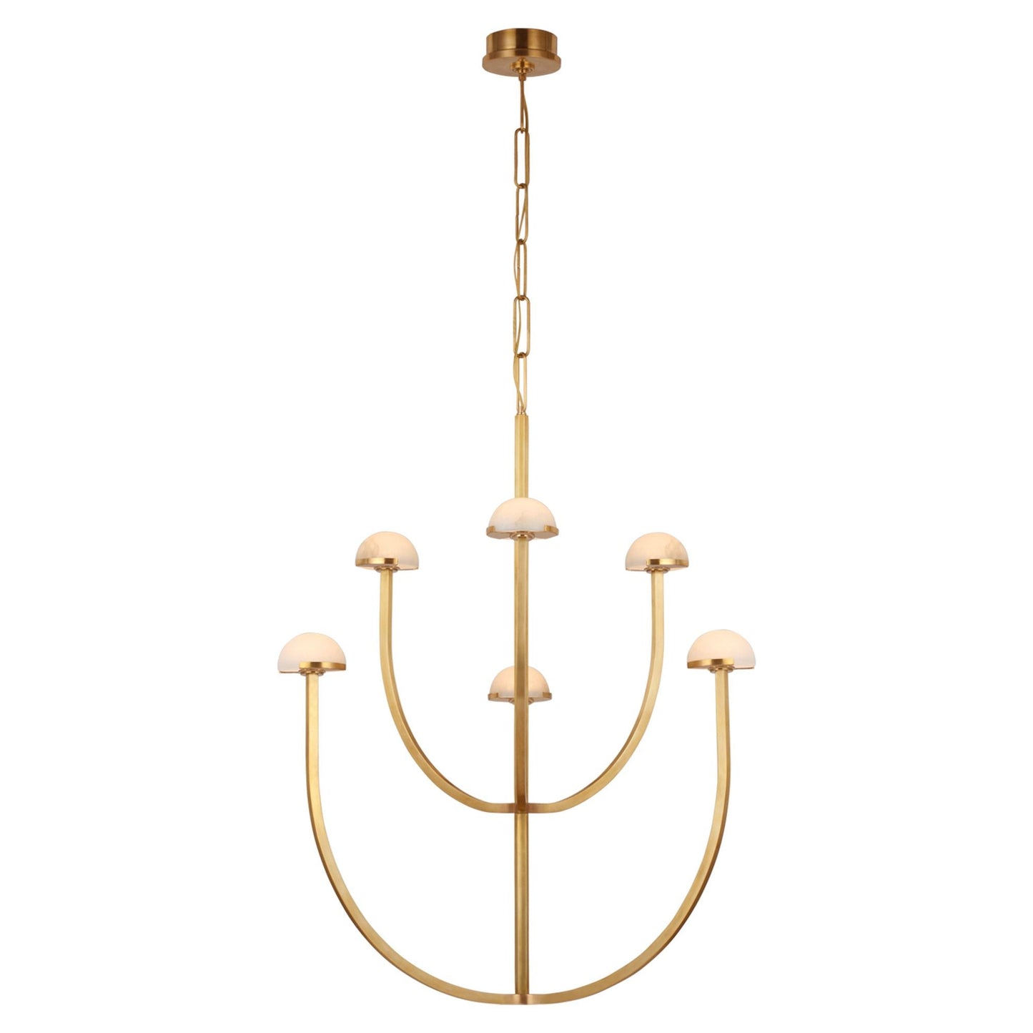 Kelly Wearstler Pedra Large Brass Alabaster Two-Tier Chandelier Pendant Light Bloomingdales Lighting
