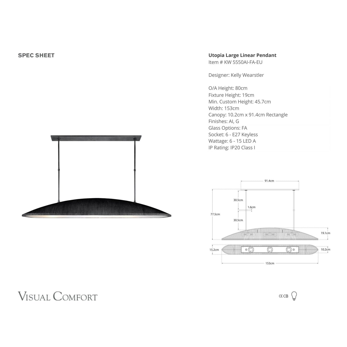 Kelly Wearstler Utopia Large Linear Pendant Light Pendant Light Bloomingdales Lighting