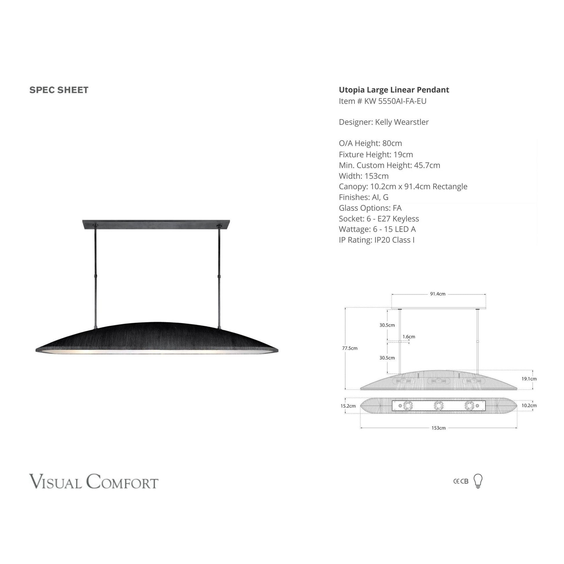 Kelly Wearstler Utopia Large Linear Pendant Light Pendant Light Bloomingdales Lighting