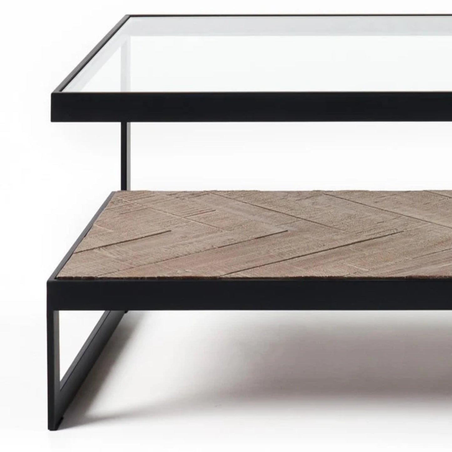 Lenny Rectangle Glass & Timber Coffee Table - Black Coffee Table M+Co Living