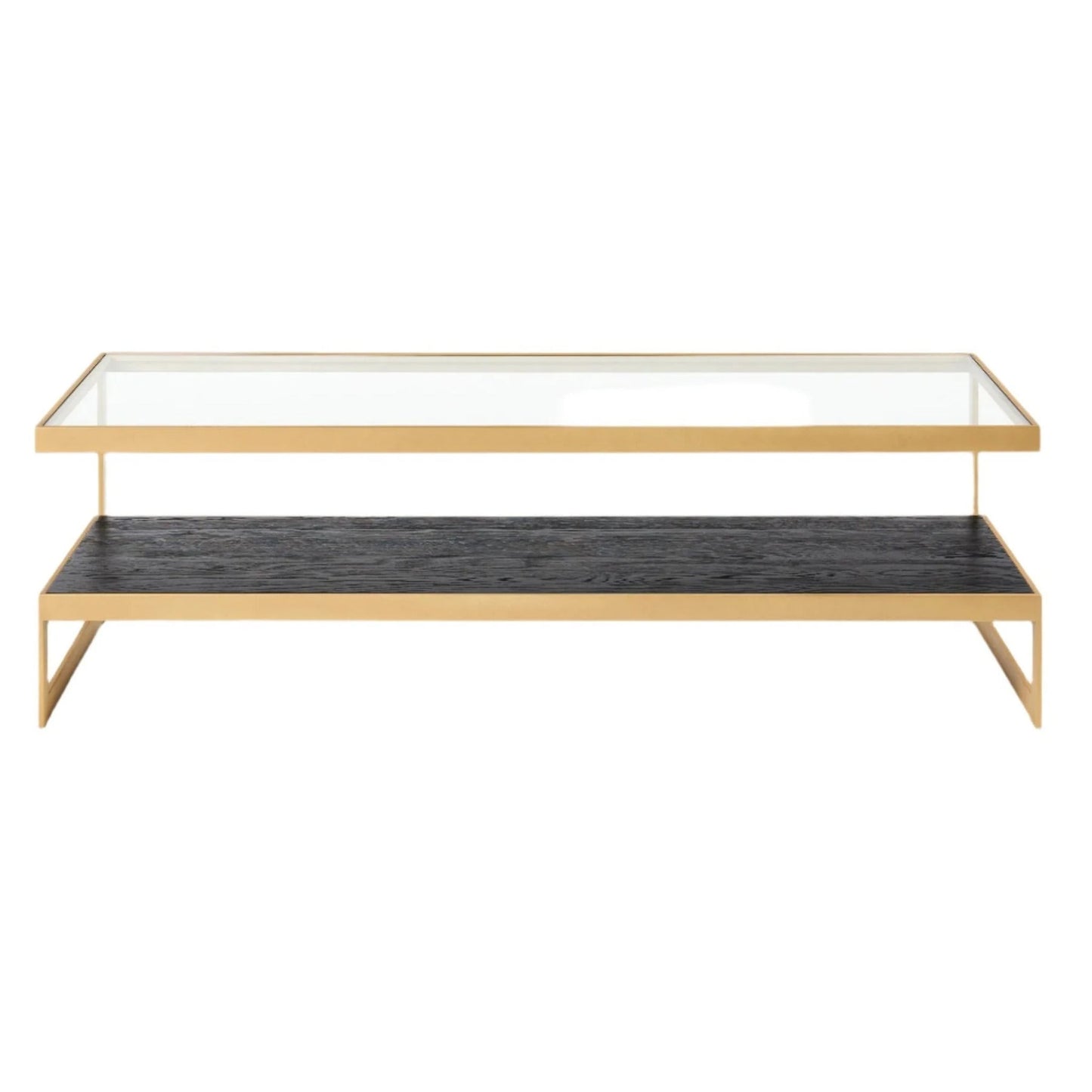 Lenny Rectangle Glass & Timber Coffee Table - Black Coffee Table M+Co Living Gold