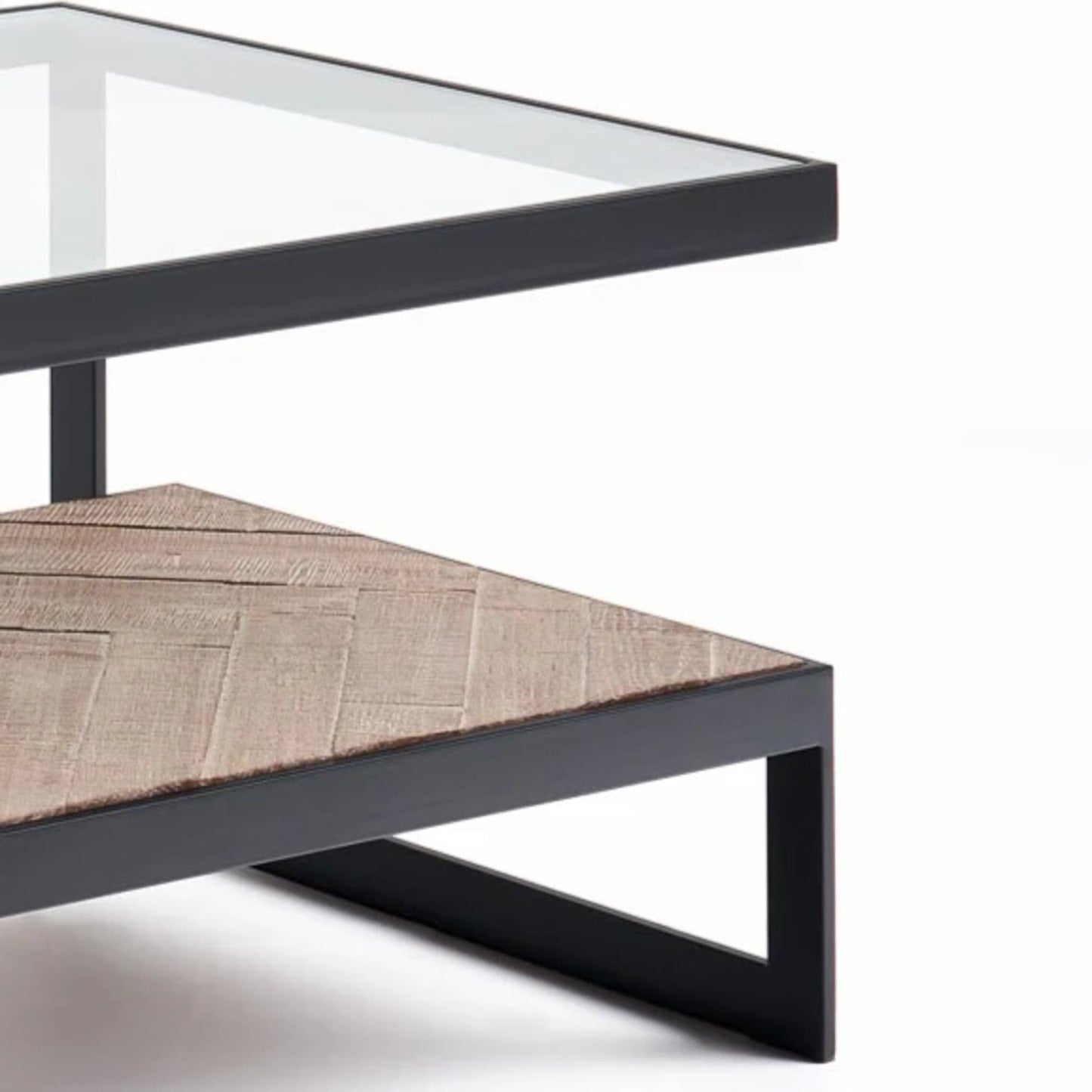 Lenny Rectangle Glass & Timber Coffee Table - Black Coffee Table M+Co Living