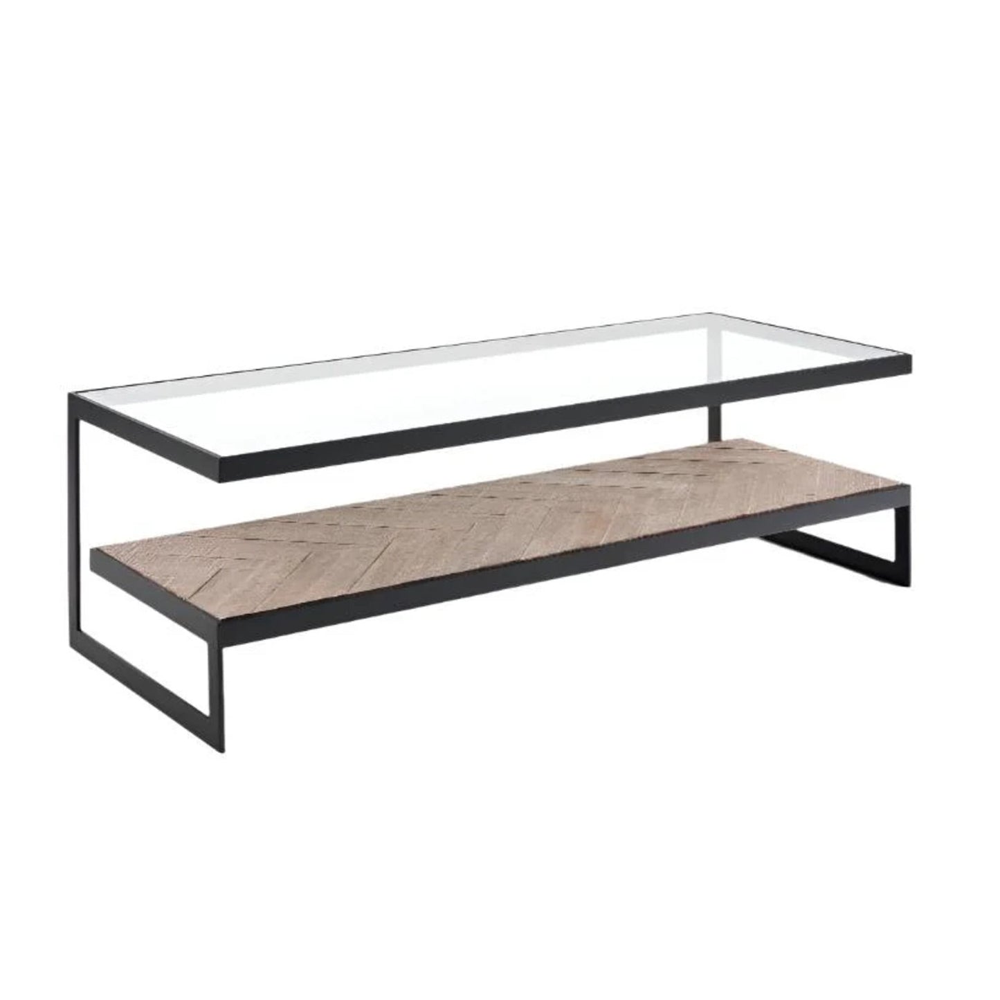 Lenny Rectangle Glass & Timber Coffee Table - Black Coffee Table M+Co Living