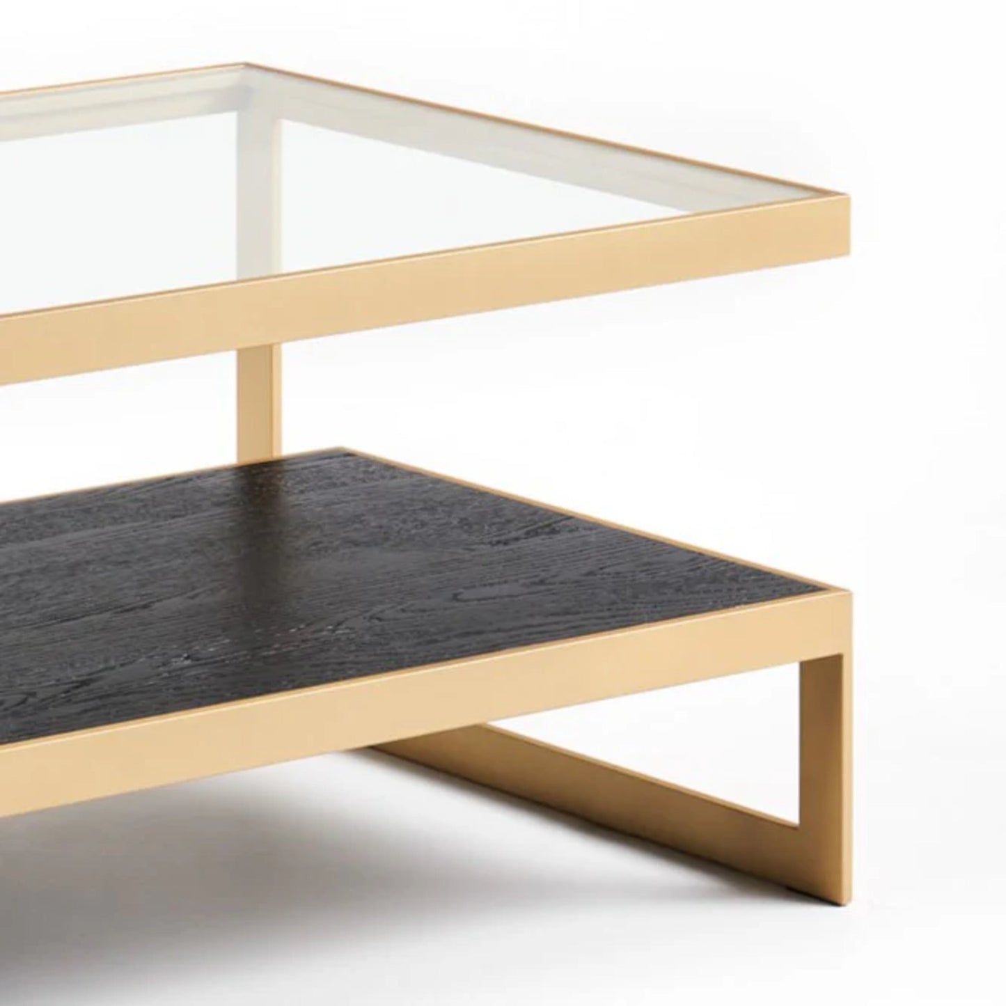 Lenny Rectangle Glass & Timber Coffee Table - Black & Gold Coffee Table M+Co Living