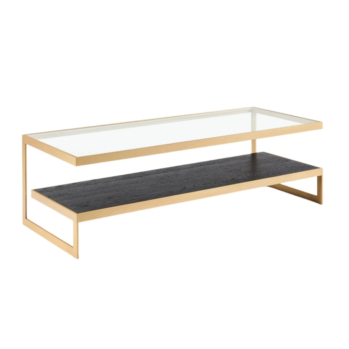 Lenny Rectangle Glass & Timber Coffee Table - Black & Gold Coffee Table M+Co Living