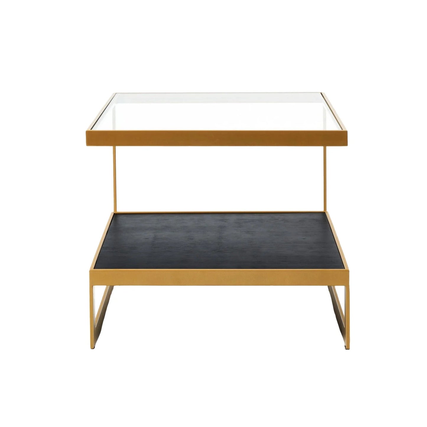 Lenny Square Glass Side Table - Oak & Black Side Table M+Co Living Black