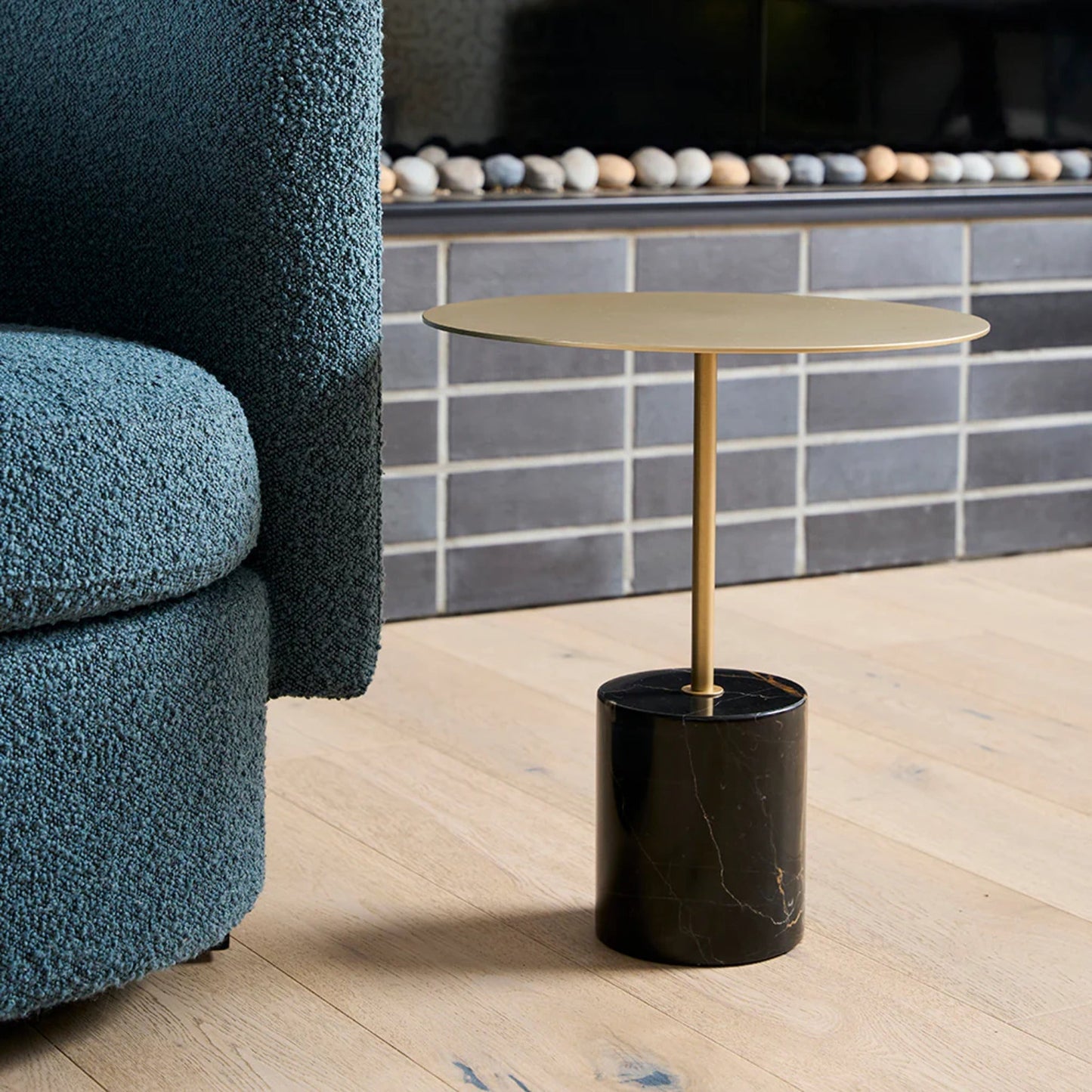 Lilli Round Marble Side Table - Black Red & Gold Side Table M+Co Living