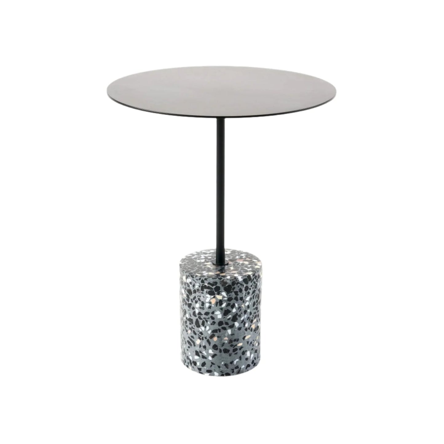 Lilli Round Marble Side Table - Black Red & Gold Side Table M+Co Living Grey