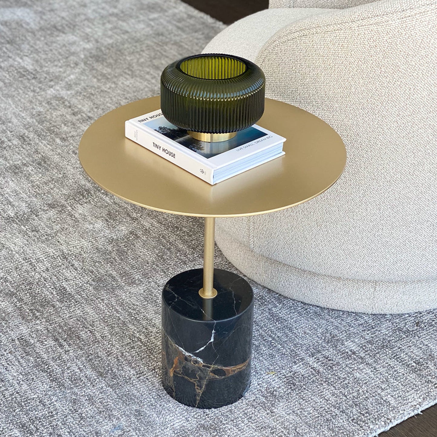 Lilli Round Marble Side Table - Black Red & Gold Side Table M+Co Living