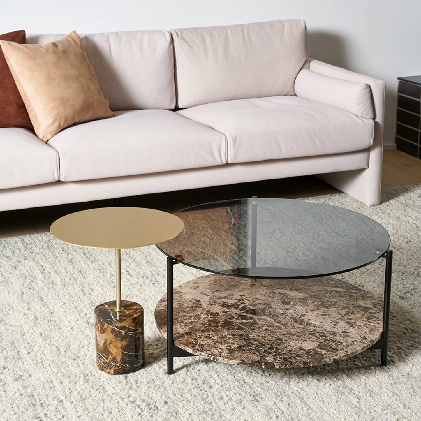 Lilli Round Marble Side Table - Black Red & Gold Side Table M+Co Living